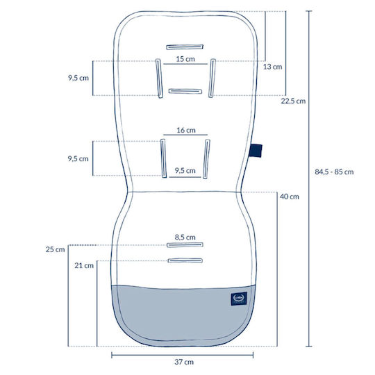 La Millou Stroller Seat Liner Double Sided Simbo 5 Points 36.5x85cm Blue