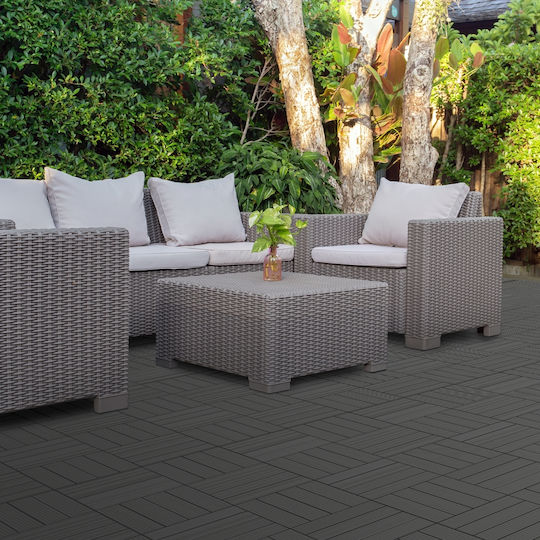 ECD Germany Terrassendiele für Gartenboden aus WPC 30x30cm 1Stück