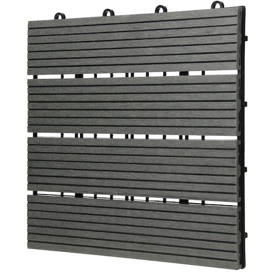 ECD Germany Terrassendiele für Gartenboden aus WPC 30x30cm 1Stück