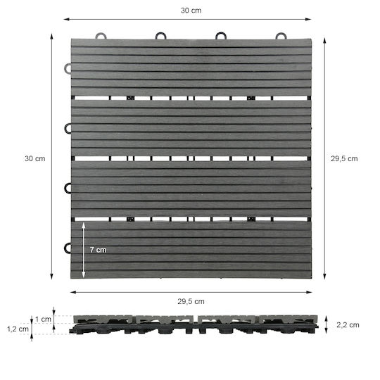 ECD Germany WPC Garden Decking Board 30x30cm