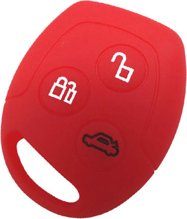 Silicone Car Key Cover Case with 3 Buttons for Ford Red