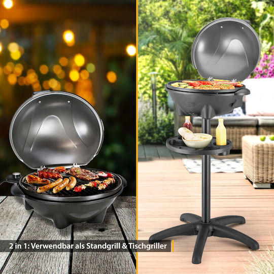 First Austria Fa53504 Electric Grill With Legs 2400W Grate Lid And Adjustable Thermostat 44x33.5cm