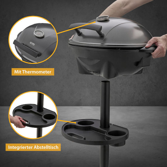 First Austria Fa53504 Electric Grill With Legs 2400W Grate Lid And Adjustable Thermostat 44x33.5cm