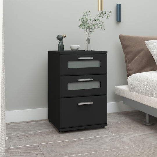 Office Storage Drawer from MDF & Metal Black 40x60x38cm