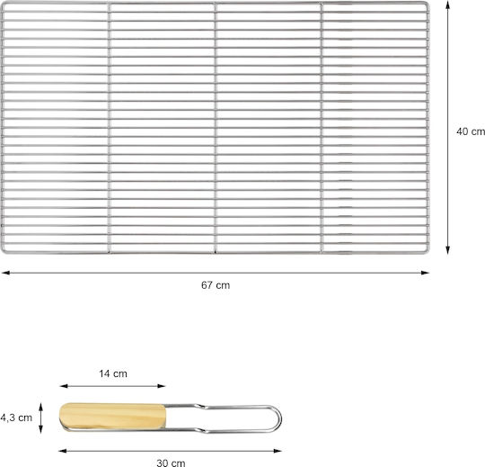 ECD Germany Doppelt Inox Grillrost Antihaft 67cmx40cmcm