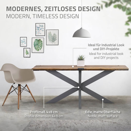 ML-Design Stand de masă din Metal în Culoare Gri 68x71x120cm