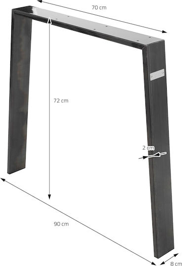 ML-Design Picior Metalic pentru Mobilă 2 Bucăți Potrivit pentru Masă / Măsuță 90x72cm Negru