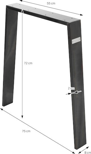 ML-Design Металик Крак На Мебел 2 Бройки Подходящ За Маса / Малка Маса 75x72см Черен