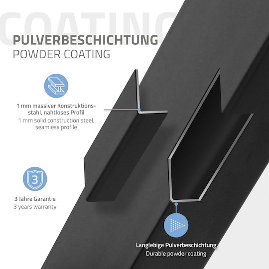 ECD Germany Metallisches Möbelbein Für Tisch Beistelltisch Büro 60x72cm Schwarze