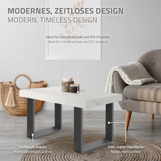 ECD Germany Metallic Furniture Leg Suitable for Table Coffee Table Office 30x43cm Gray
