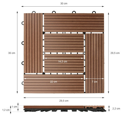 ECD Germany WPC Garden Decking Board 30x30cm 22pcs