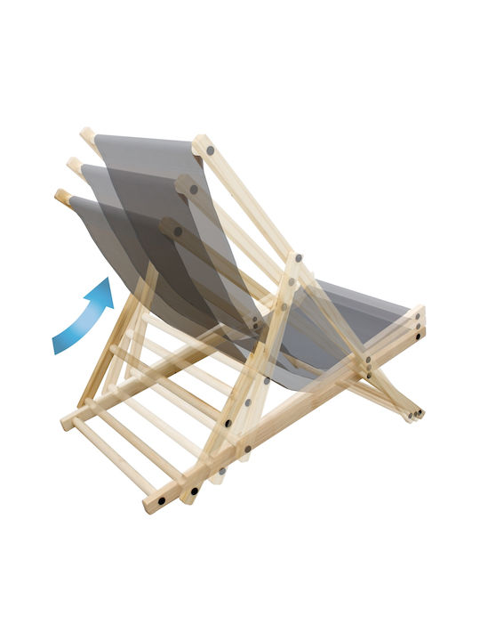 Deckchairs Wooden Charcoal 2pcs 117x52x10cm