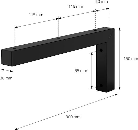 ML-Design Heavy-Duty Metallic Corner Shelf Black 300x150mm 490006970