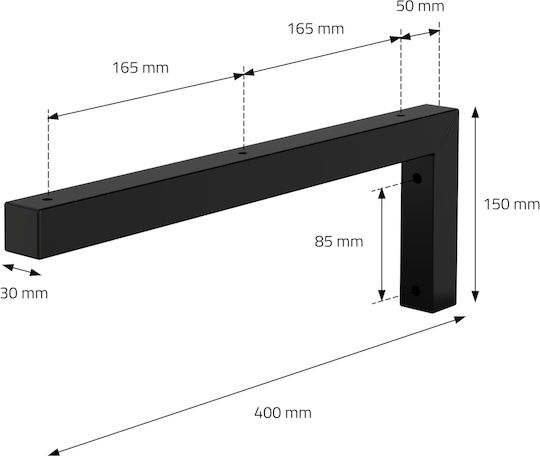ML-Design Heavy-Duty Metallic Corner Shelf Black 400x150mm 490006973