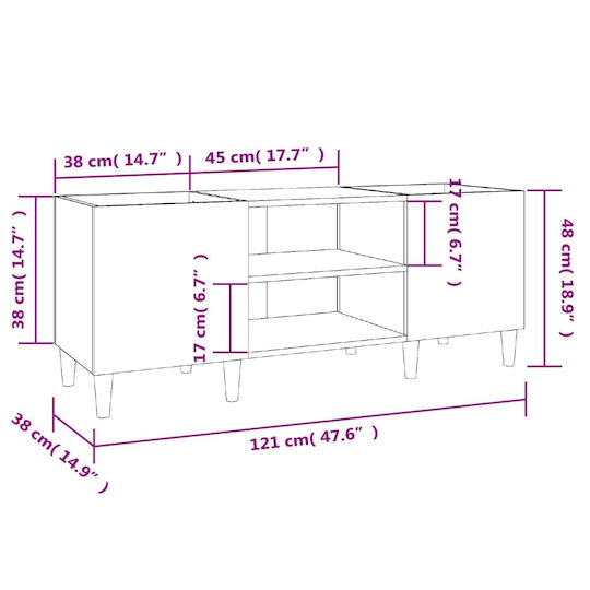 vidaXL Έπιπλο Hi-Fi Μαύρο 38x121x48cm