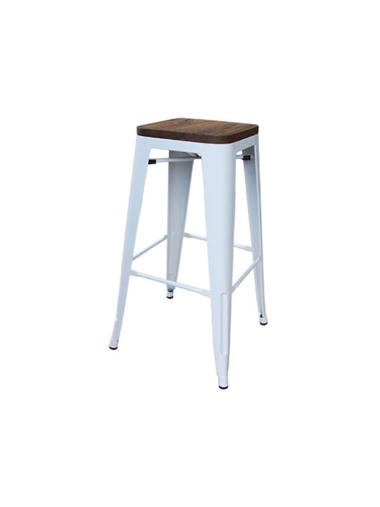 Relix Wood Metallic Garden for Bar Stool White 43x43x76cm