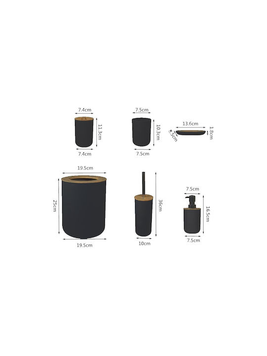 Set Accesorii Baie Plastic Negru 6buc