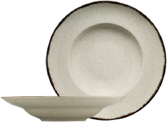 Kutahya Porselen Plate Pasta made of Porcelain Cinnamon with Diameter 27cm