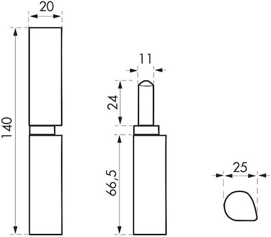 Thirard Scharnier Tür Stab Metallisch 1Stück 00060145