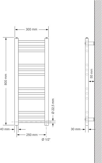 ECD Germany Sahara Towel Rail Bathroom 800x300 White