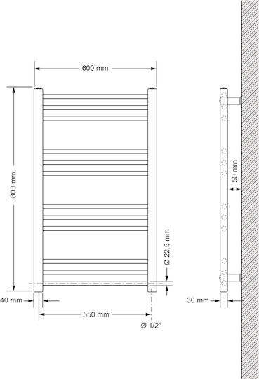 ECD Germany Sahara Towel Rail Bathroom 800x600 White