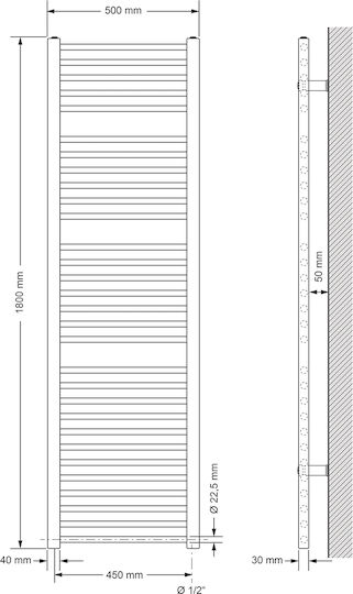 LuxeBath Towel Rail Bathroom 1800x500 Gray Charcoal