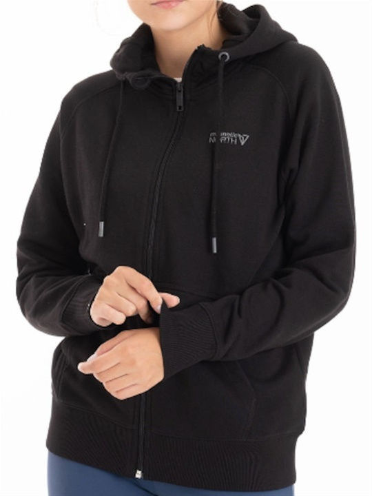 Long Women's Sweatshirt Jacket Hooded Black