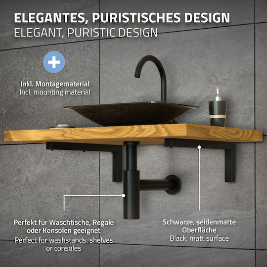 ML-Design Heavy-Duty Metallic Corner Shelf Black 350x150mm 490006971