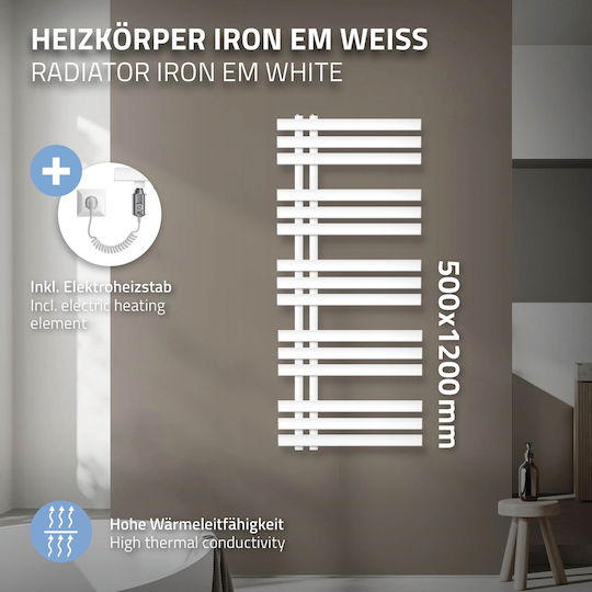 ECD Germany Elektrischer Handtuchhalter 1200W 120x50cm Weiß