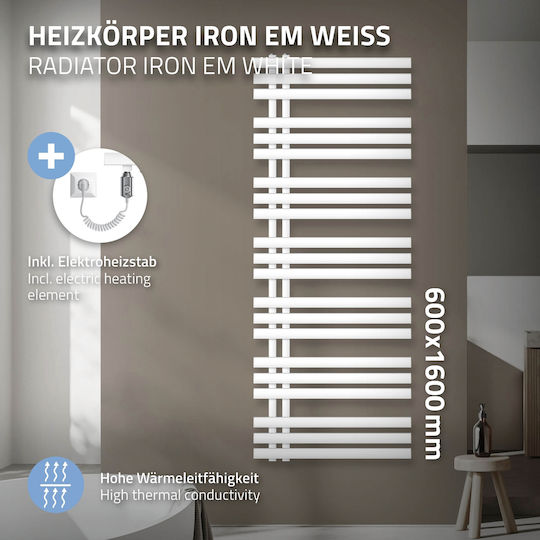 ECD Germany Ηλεκτρική Πετσετοκρεμάστρα 1200W 160x60cm Λευκή