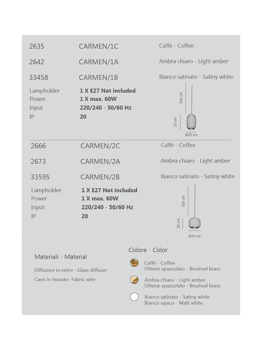 Sikrea Pendant Light Single-Light for Socket E27 White