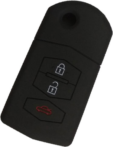 Silicone Car Key Cover Case with 3 Buttons for Mazda Black