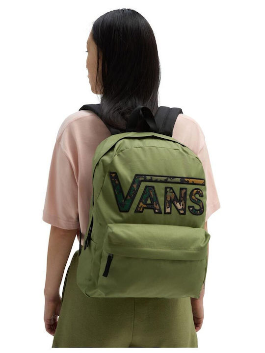 Vans Realm Flying V Σχολική Τσάντα Πλάτης Γυμνασίου - Λυκείου Χακί με Θήκη για Παγούρι