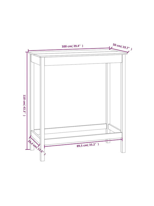 Table Bar from Solid Wood 100x50x110cm