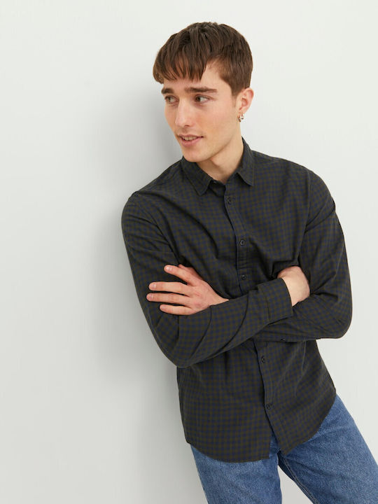Long-sleeved Cotton Shirt Checked FOREST NIGHT