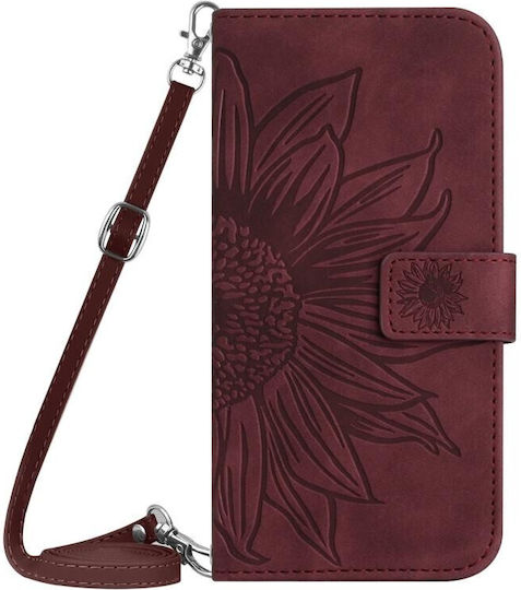 Sun Flower Wallet Burgundy (TCL 40 SE)