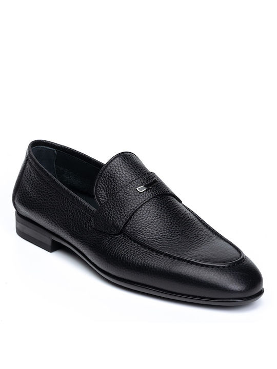 Perlamoda Men's Leather Loafers Black