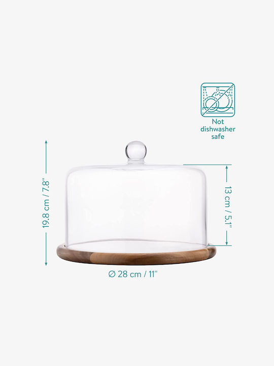 Navaris Τουρτιέρα Γυάλινη με Καπάκι Διάφανη 28x28x19.3εκ.