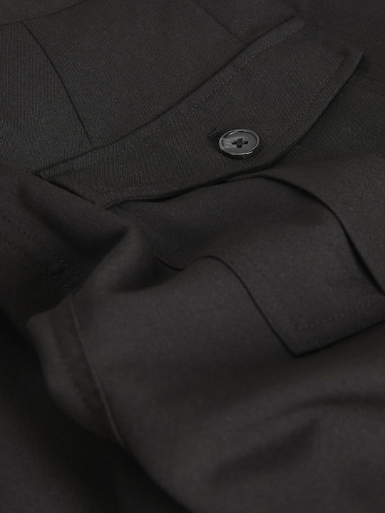 Women's Fabric Cargo Trousers Black