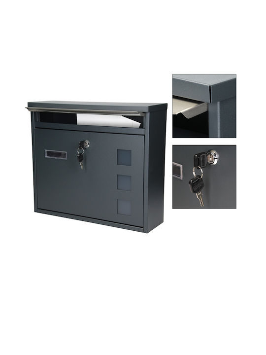 ECD Germany Външна Пощенска Кутия Inox в Сив Цвят 36x11.5x31.5см