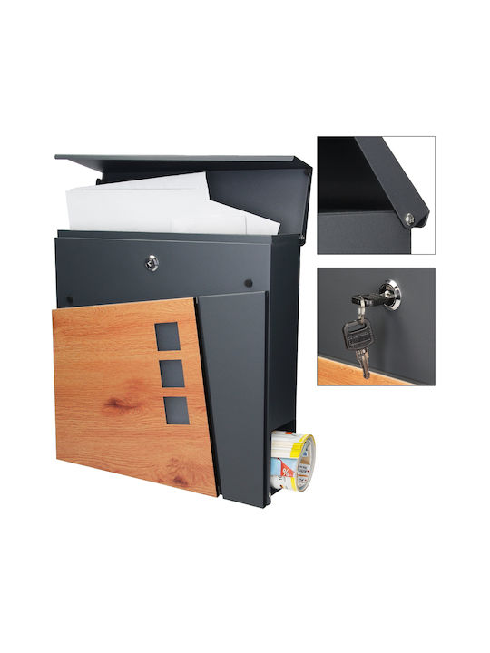 ECD Germany Mldesign Außenbereich Briefkasten Metallisch in Braun Farbe 36.5x11x37cm