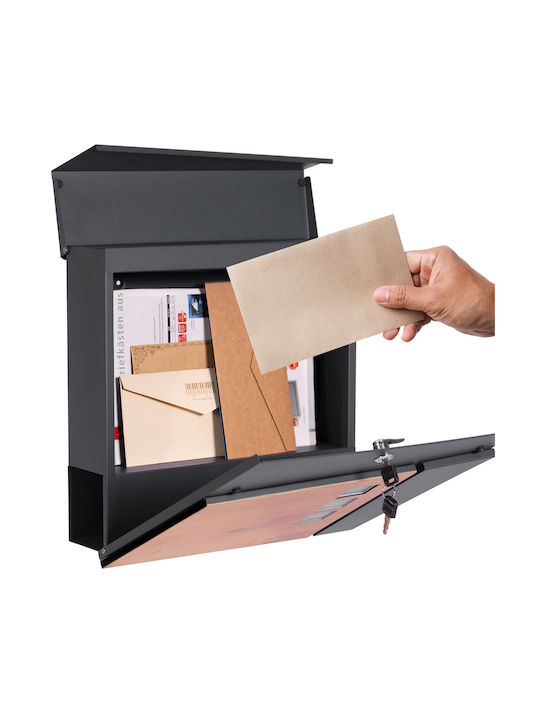 ECD Germany Mldesign Außenbereich Briefkasten Metallisch in Braun Farbe 36.5x11x37cm