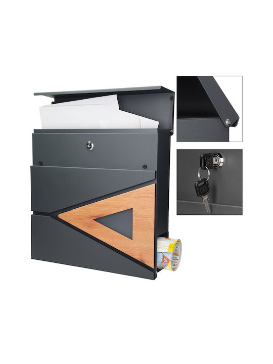 ECD Germany Mldesign Външна Пощенска Кутия Металик в Сив Цвят 37x11x36.5см