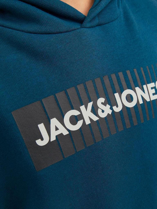 Jack & Jones Παιδικό Φούτερ με Κουκούλα και Τσέπες Πετρόλ