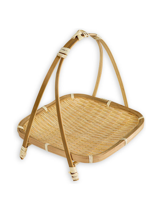 Kaemingk Bambus Oval Tavă de Servire din Bamboo cu Mânere în Culoare Bej 19x19x23cm 801594 1buc