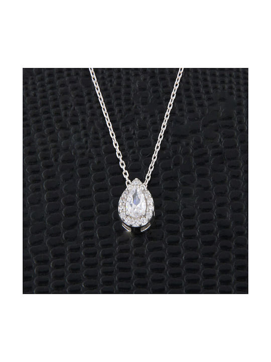 Ios Necklace with design Tear from Silver with Zircon