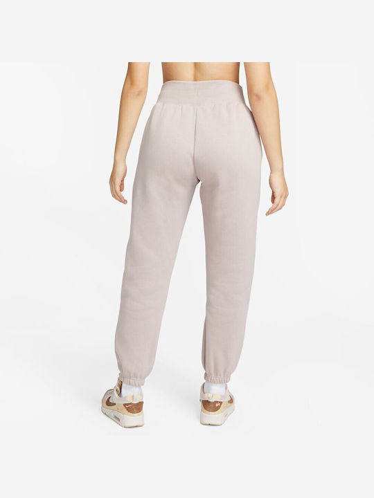 Nike Women's High Waist Jogger Sweatpants Beige Fleece