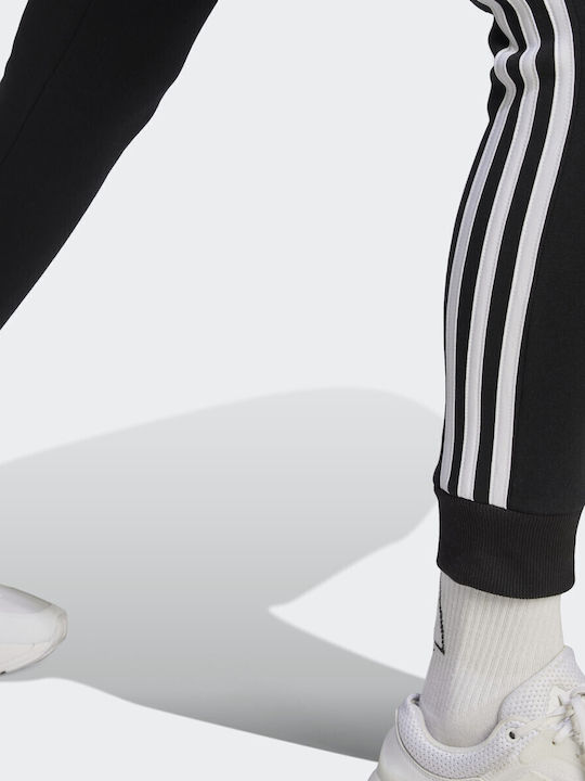 Essentials 3-Stripes Pantaloni Trening Dama Cu Elastic Fleece Negru