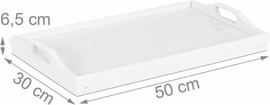 Relaxdays Bamboo Rectangular Bed Tray made of Bamboo with Handles in White Color 22x30x22cm 10023232 1pcs