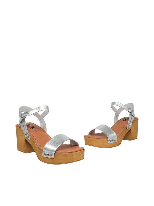 Leather Women's Sandals Silver